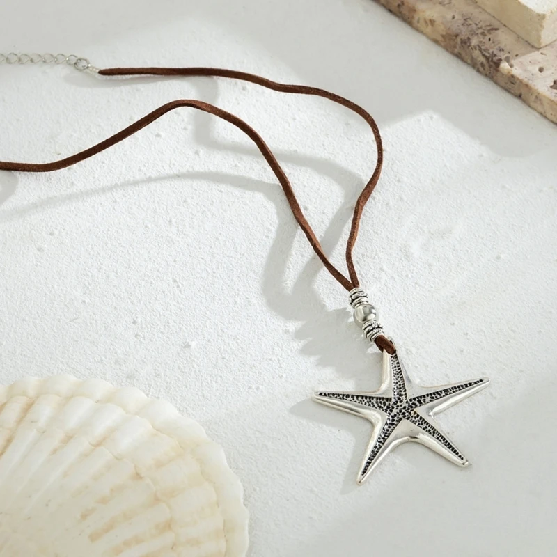 E15E ожерелье в форме морской звезды милый пляжный кулон виде океана цепочка на