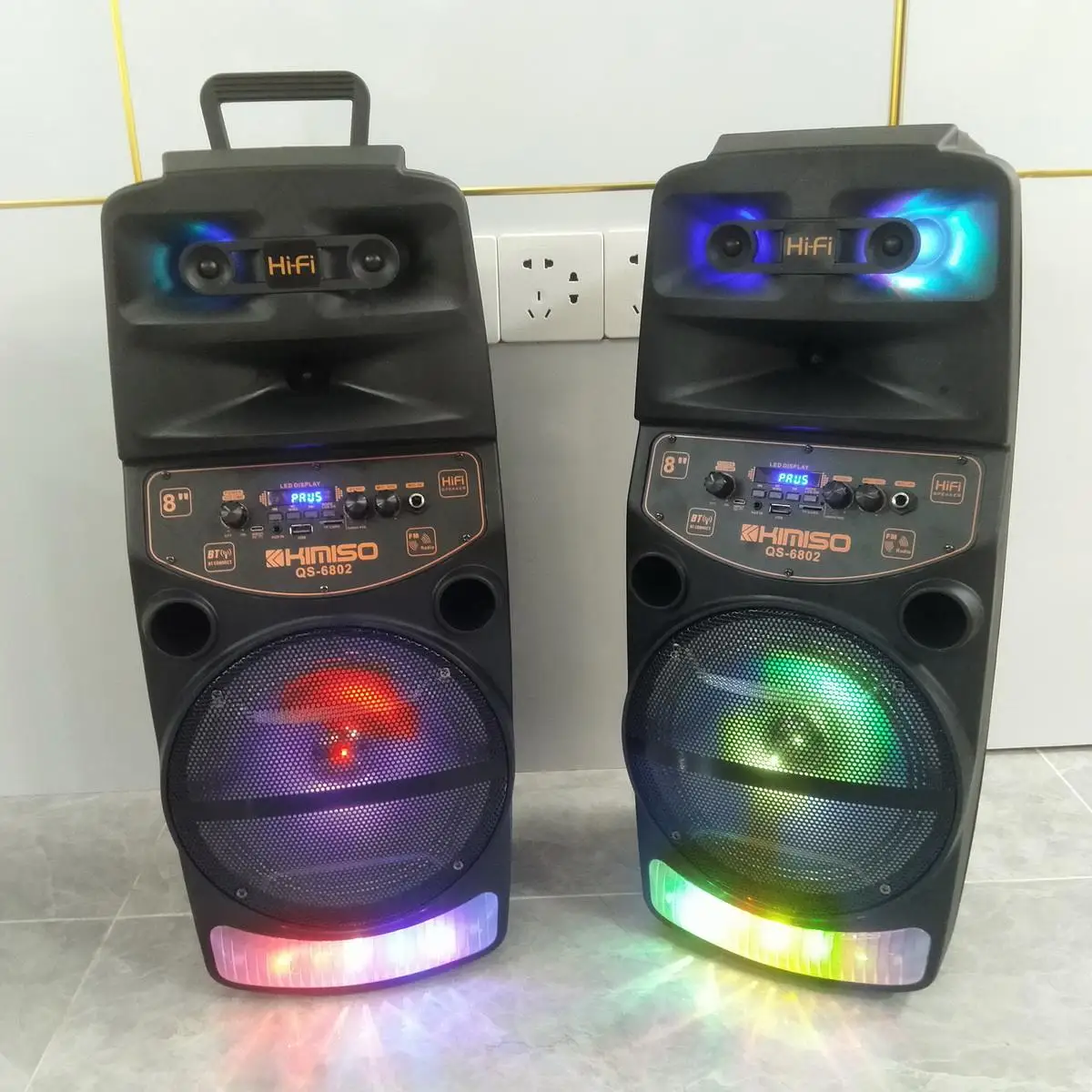 Outdoor Portable 2000W P.M.P.O Bluetooth Subwoofer LED Colorful Light Wireless Home Audio Hi-Fi Cart Party Karaoke Speaker Box images - 6