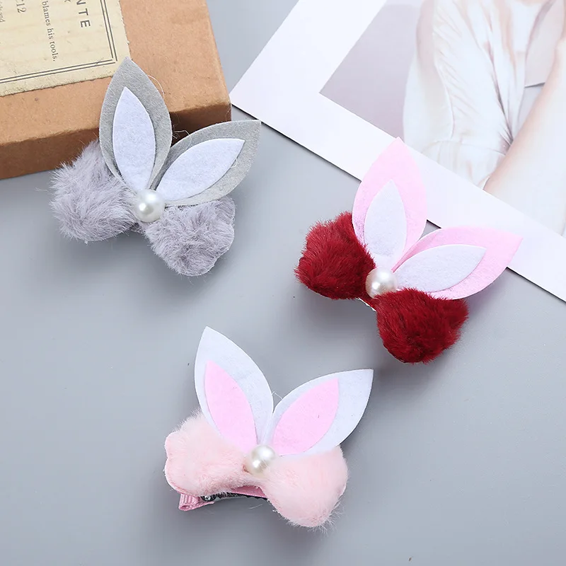 

1 шт., детские заколки для волос с плюшевым бантом и кроличьими ушками