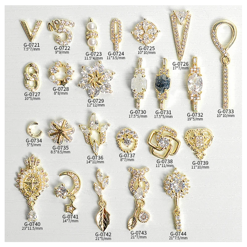 

3pcs Nail Zircon Decorations Fashion Designs Pendants Gold Alloy For Nail Manicure Beauty