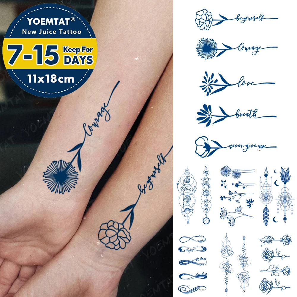 

Semi-Permanent Waterproof Temporary Tattoo Stickers Line Flower Leaves Dandelion Juice Lasting Ink Genipin Herbal Fake Arm Tatoo