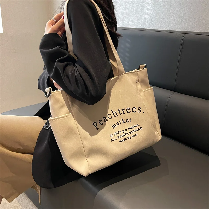 

Fashion Trends Designer Large Capacity Canvas Shoulder Bags for Women 2023 Handbags and Purse Female Casual Totes Postmen Bags
