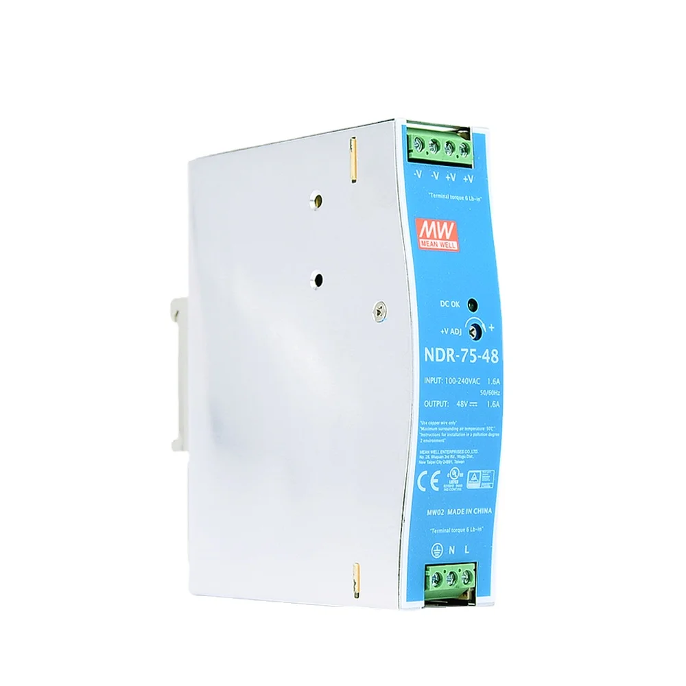

NDR-75-48 Taiwan Meanwell 48V DC 1.6A Switching Power Supply 75W Rail Thin DR Low Interference