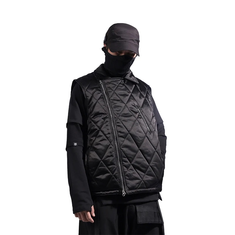 WHYWORKS 21AW Quilted vest nylon ykk zipper techwear ninjawear streetwear dark wear all black style