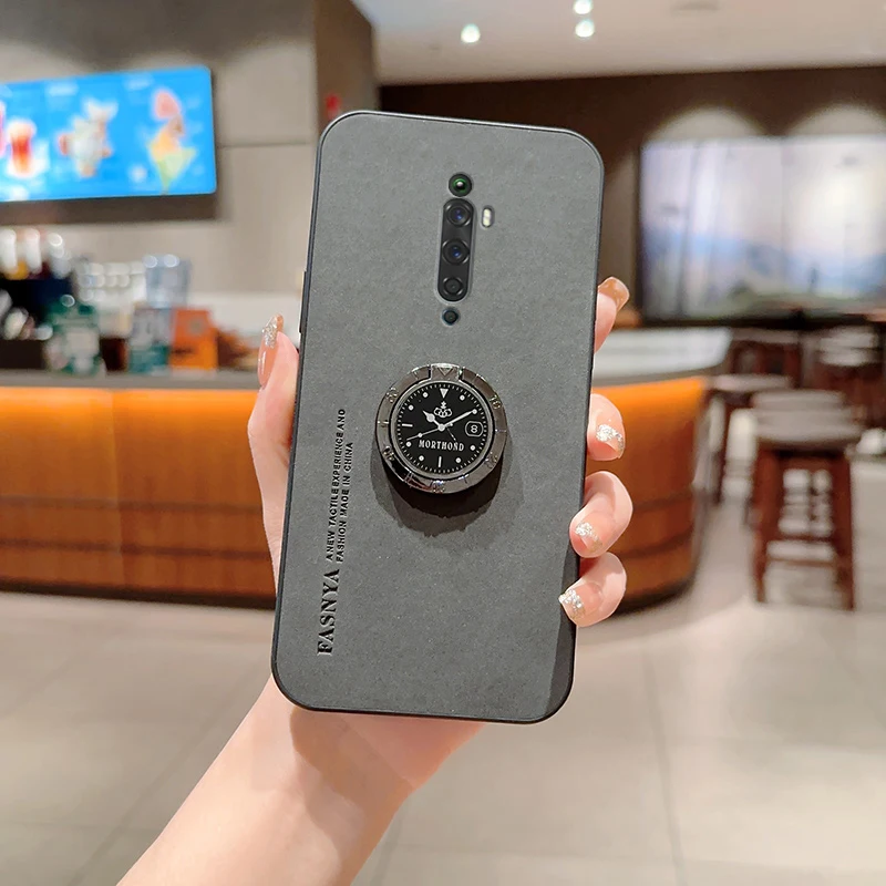 Роскошный кожаный чехол-кольцо для телефона OPPO Reno Z 2Z 2F 3 Pro 5 5K 6 6Z Plus матовая тонкая