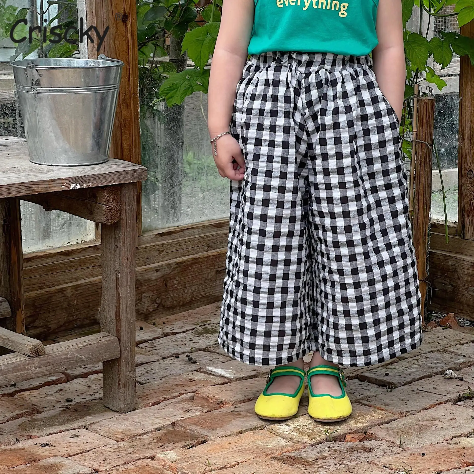 

Criscky Girls Shorts Summer Children Pants Fashion plaid Print High Waist Skirt Pants Casual loose pants 1-6Y Baby pants