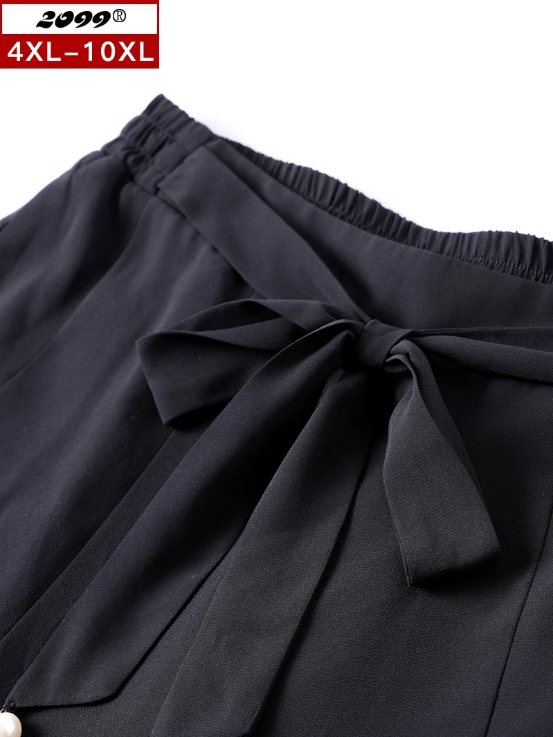 Women's Plus Size Shorts Black Pantskirt Casual Soft Elegant Elastic waist 4xl 6xl 8xl 10xl XZ029