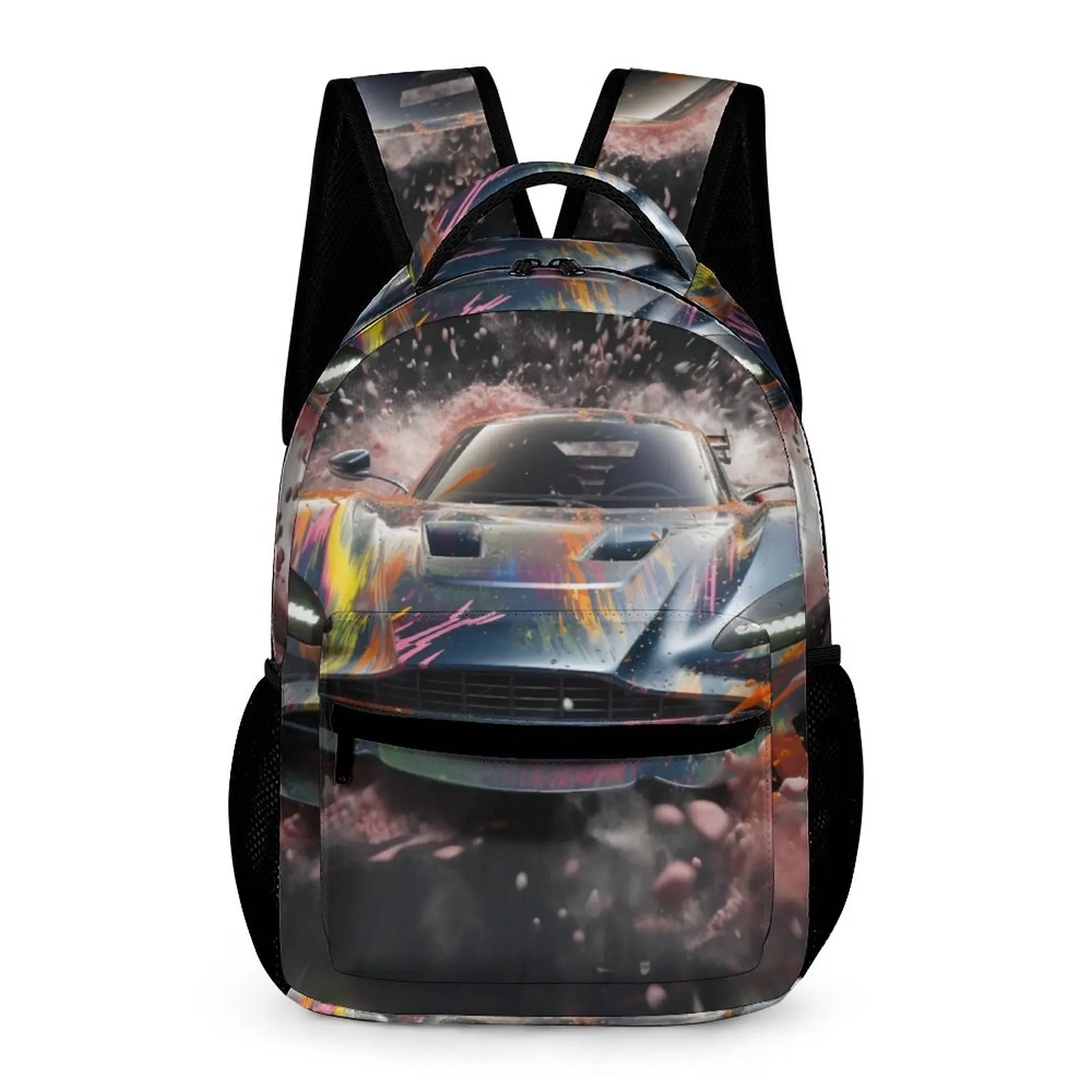 

Ослепительный спортивный рюкзак с машинкой, жидкий взрывобезопасный рюкзак для мальчиков и девочек из полиэстера, повседневные Рюкзаки с узором, уличная одежда, школьные сумки, рюкзак