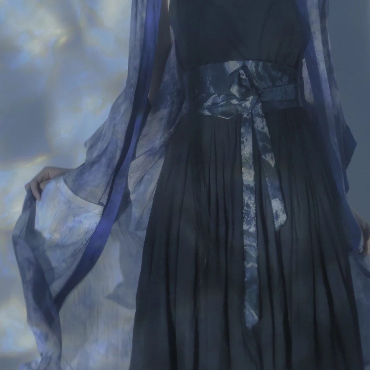 

Women Ink Double-sided Girdle 230CM Length Polyester Fashion Dress Belt All-match Clothing Accessories