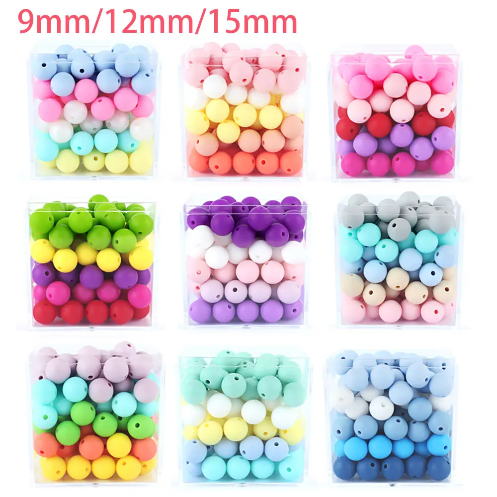

20Pcs/Lot 15/12/9mm Round Silicone Beads for Pacifier Clips Chain Spacing Loose Beads For DIY Jewelry Making Necklace Teether