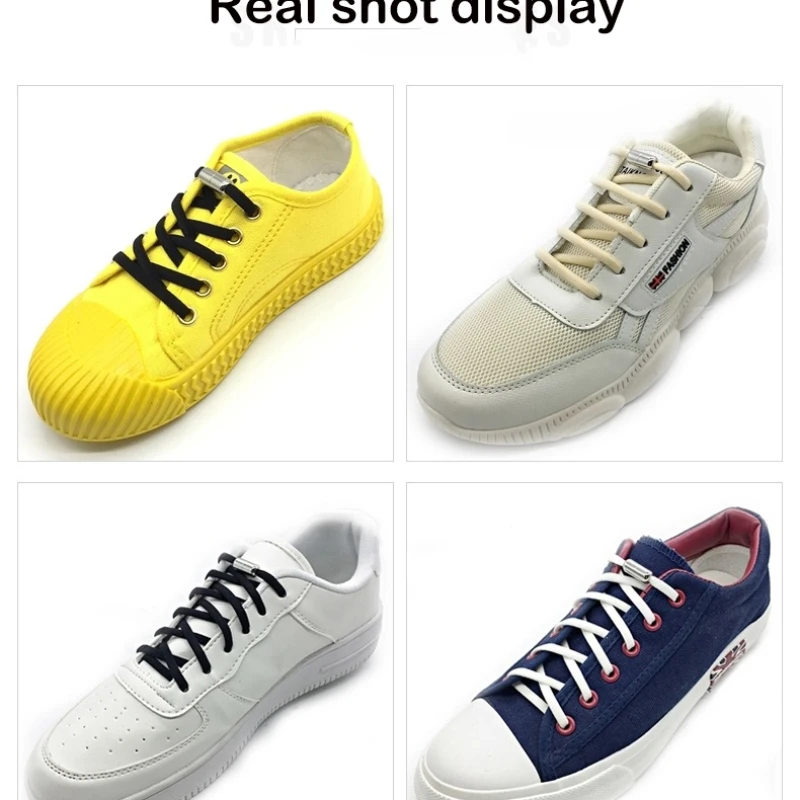 Elastic Shoe Laces Semicircle No Tie Shoelaces for Kids and Adult Sneakers Shoelace Quick Lazy Metal Lock Laces Shoe Strings