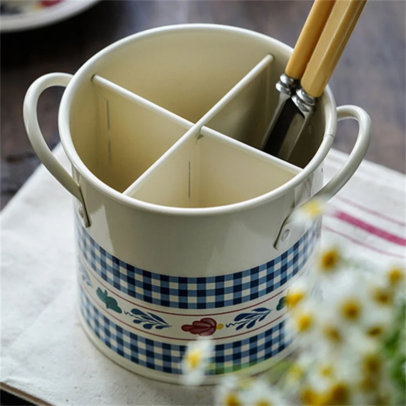 pastoral spoon fork pot holder tableware storage bucket utensil container storage tank kitchen gadgets chopsticks rack tableware free global shipping