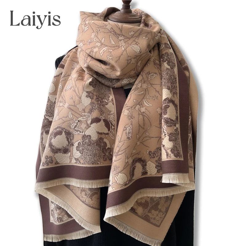 

New Thick Imitation Cashmere Scarf Women Winter Warm Shawl Luxury Print Wraps Bufanda Elegant Blanket Pashmina Echarpe 2022