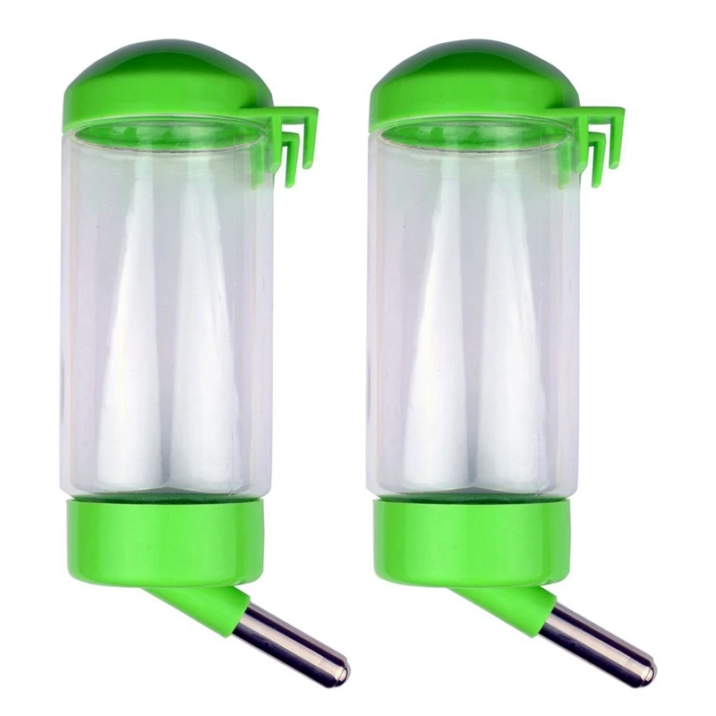 2X Pet Water Bottle Hanging No Drip Chew Proof 400Ml For Puppy Cat Rabbit Small Animals, Feeding Water (Random Color)