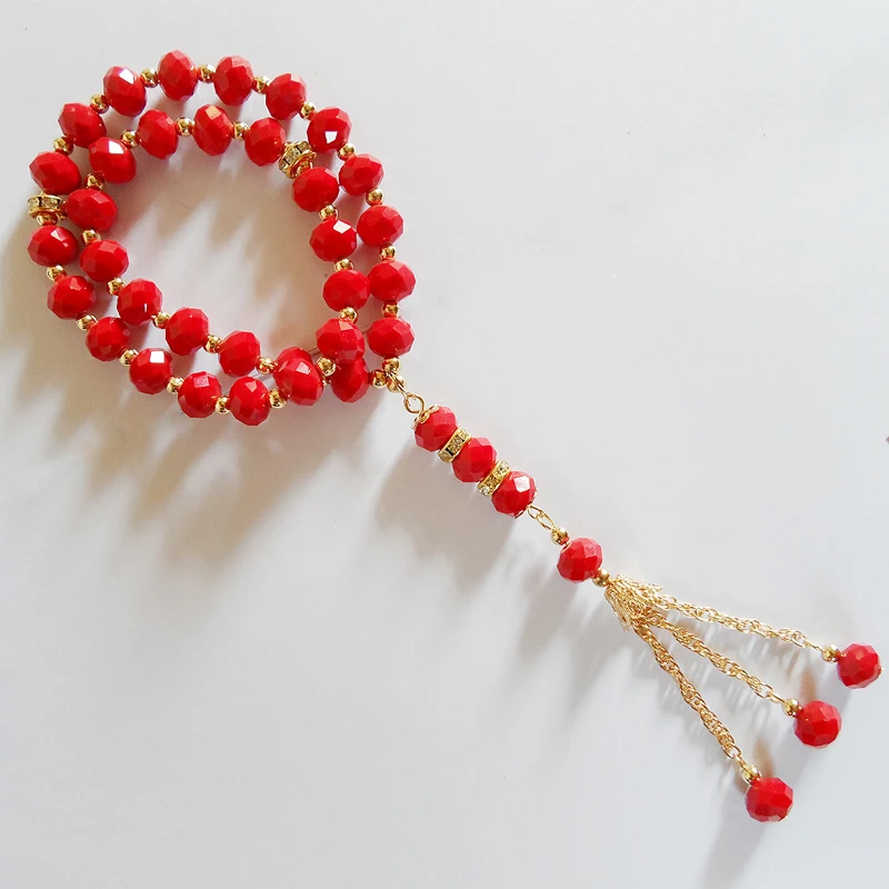 

2023 New Design Ceramic Red Crystal Beads Bracelet Red Muslim Wedding Bracelet For Jewelry Gift Eid Al-Adha Haji Festival