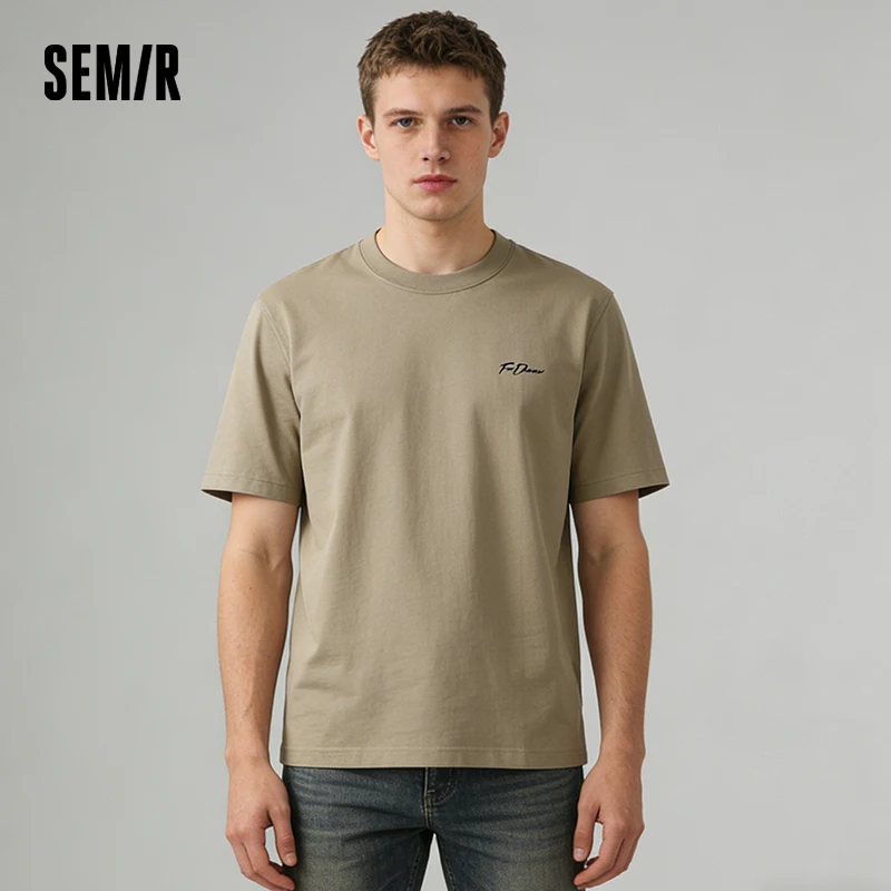 Фото Мужская футболка Semir 2026: Новинка лета, с буквенным принтом, охлаждающая, свободного кроя, с круглым вырезом, комфортная для повседневной носки, повседневный топ №1
