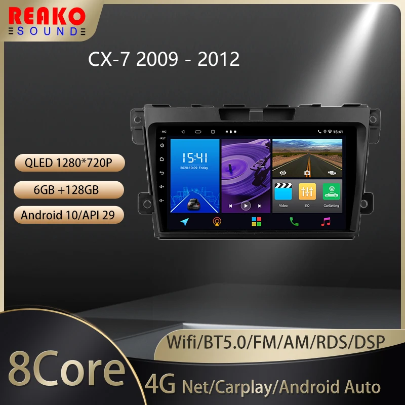 REAKOSOUND-Radio Multimedia con GPS para coche, Radio con reproductor de vídeo, navegador, Android, 2 Din, para Mazda CX7 CX-7 CX 7 ER 2009 - 2012