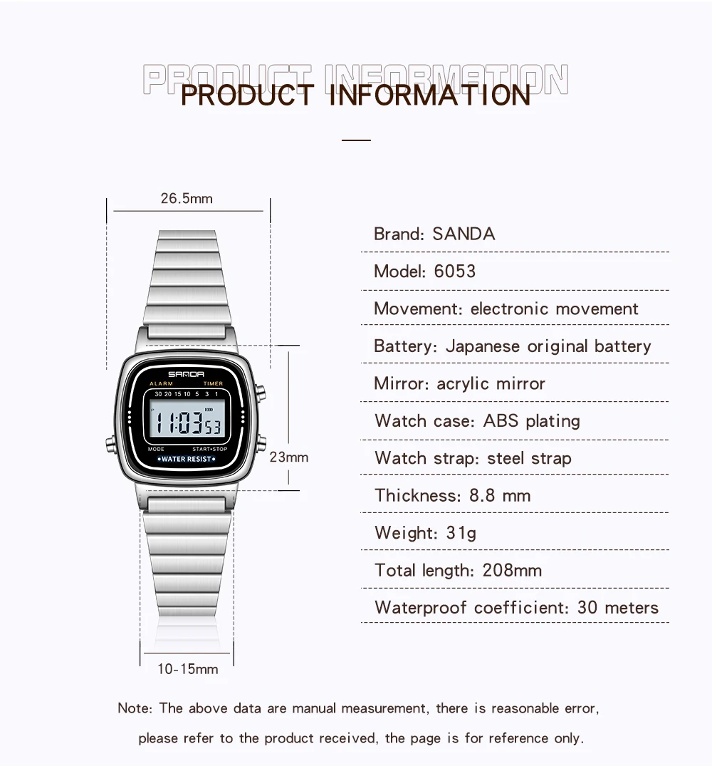 SANDA Fashion Sports Watch Multifunctional Women Electronic Watch 2023 Brand New Genuine Watches Luminous Waterproof Quartz 6053