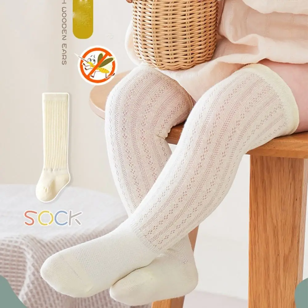 

Детские однотонные гольфы для девочек, хлопковые сетчатые мягкие удобные дышащие детские длинные носки для младенцев