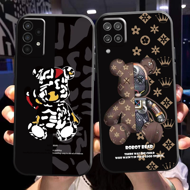 

Fashion Luxury Bear Phone Case For Samsung Galaxy A02 A11 A12 A20 A21 A21S A22 A31 A32 A51 A52 A70 A71 A72 5G Back Black