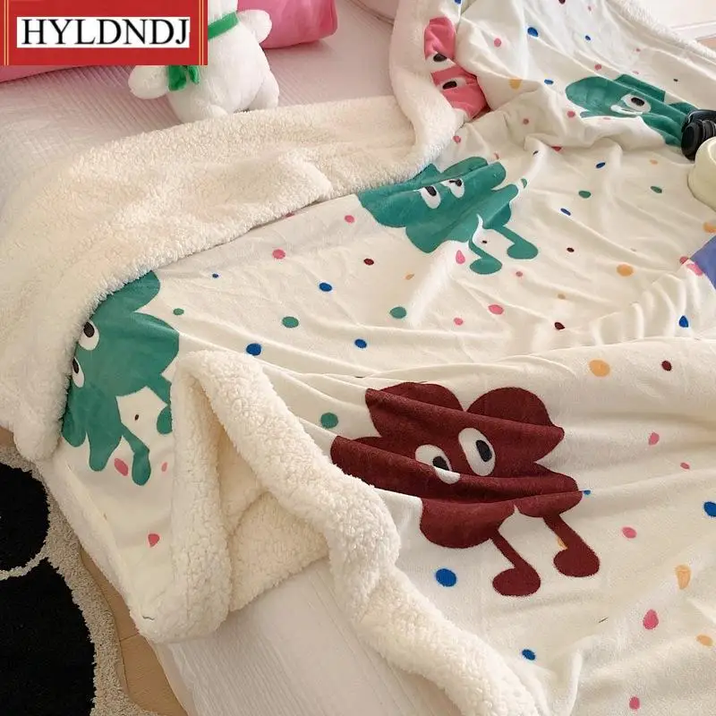 

Autumn Winter New Flower Printed Milk Fleece Warm Blankets for Bed Floral Imitation Lambswool Blanket Warmth Thick Throw Blanket