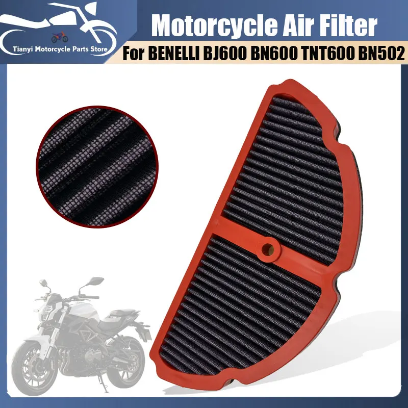 Фото Воздушный фильтр для мотоциклов Benelli BJ600 BN600 TNT600 BN502 BN502R, высокопроизводительный, замена PBE6N1501 №1