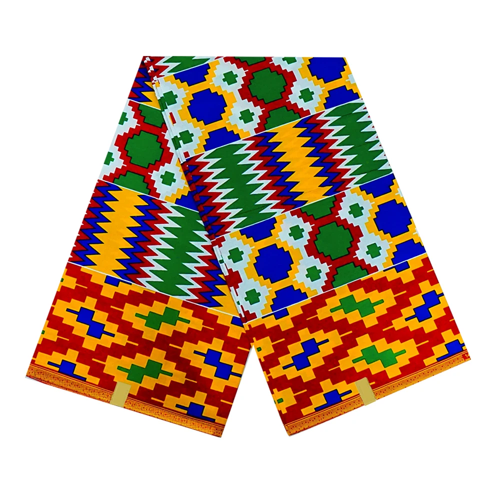 Африканская восковая ткань Mirafeel с принтом из 100% хлопка оранжевого цвета 6 ярдов