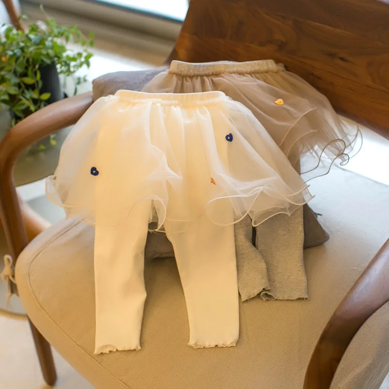 

Baby Girls Spring Autumn Winter Mesh Tutu Skirts Pants Leggings Kids Children Fake 2pieces Pant Birthday Princess Clothes