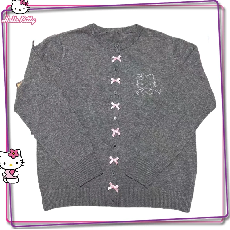 

Sanrio Hello Kitty Cartoon Sweater Y2K Women's Autumn/winter Cardigan Sweater Jacket Autumn/winter New Knitted Jacket Top Gift