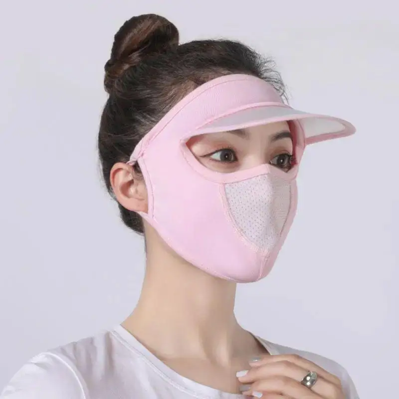 

Полнолицевая Солнцезащитная маска на все лицо с солнцезащитной шляпой летняя УФ-защита маска для верховой езды из ледяного шелка 1 шт.