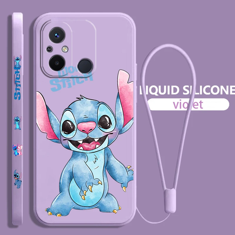 

Cute Anime Stitch For Xiaomi Redmi 12 12C 11 Prime A1 10 10X 9 9A 9T 9AT 8 8A 7 Pro 4G 5G Liquid Left Rope Phone Case Coque Capa