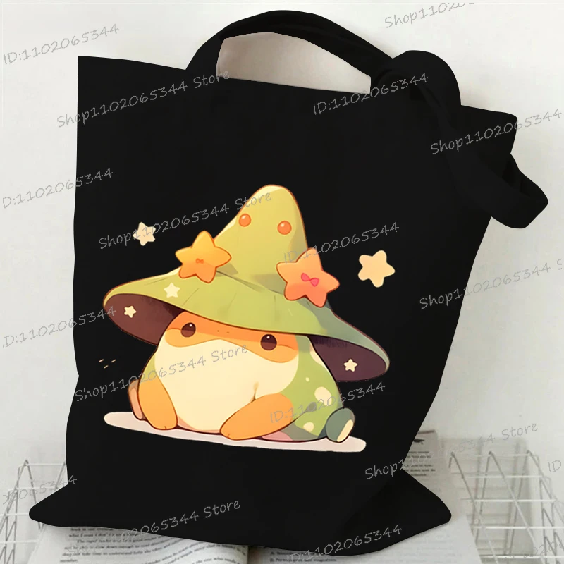 Забавные сумки с акварельными грибами и лягушкой женские мужские модные на плечо