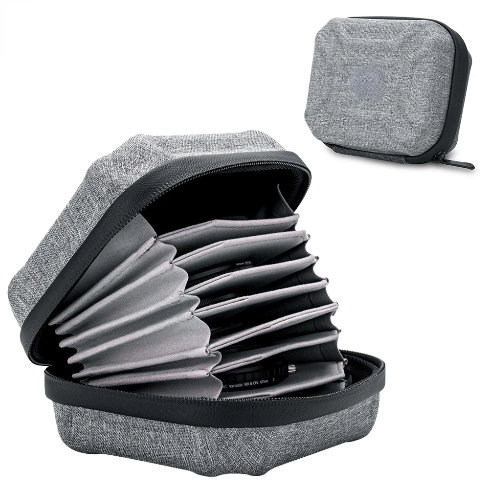 

Чехол для объектива с 10 отделениями, чехол для фильтра с внутренним карманом, водонепроницаемый нейтральный чехол для хранения, кошелек 45-95 ...