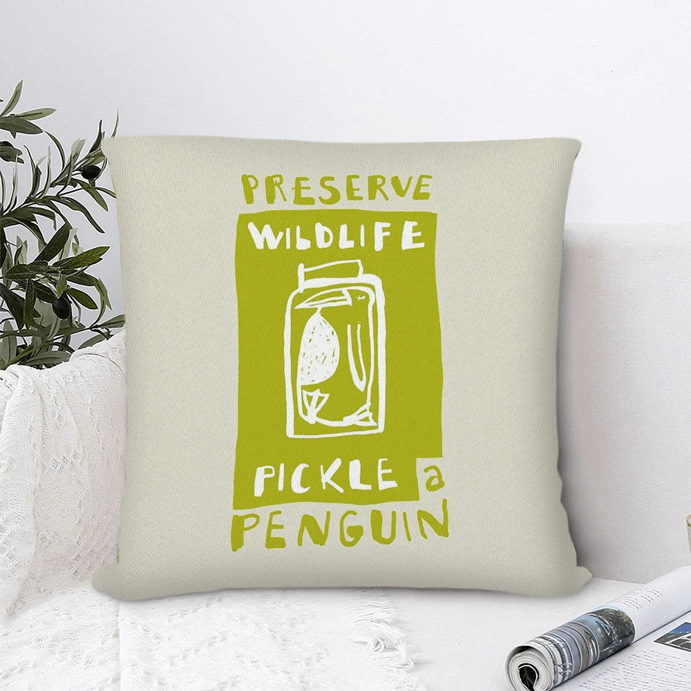 

Pickle a Penguin Polyester Pillow Cover Decorative Pillows for Sofa Bedroom Pillow Cases Home Decor Cushion Covers 45*45cm