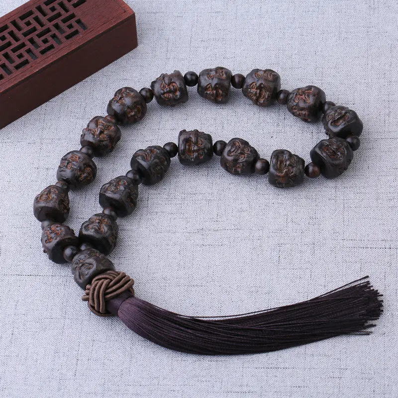 Agarwood Carving the Eighteen Disciples of the Buddha Beads Car Interior Decoration Pendant Safe Car Supplies Gift