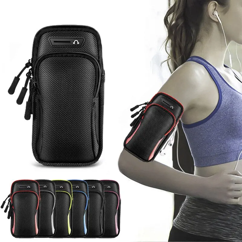 Bolsa de brazo para teléfono con conector para auriculares, impermeable, transpirable, deportes, correr, gimnasio, soporte para teléfono móvil