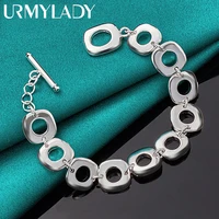 urmylady 925 sterling silver round ring charm chain bracelet for women wedding celebration engagement party fashion jewelry