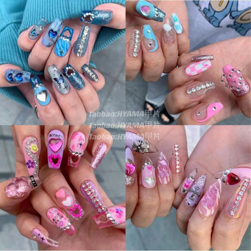 

New Diy Nail Stickers Hot Girl Manicure Millennium Style European and American Style Cute Girl Heart Detachable Nails