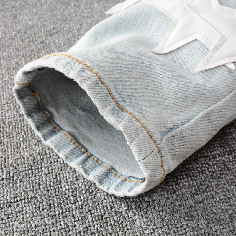 Street Fashion Men Jeans Retro Light Blue Stretch Slim Ripped Jeans Men Hole Trousers Patch Designer Hip Hop Brand Pants Hombre