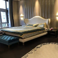american light luxury solid wood double ingot bed simple european master bedroom fabric wedding bed luxury minimalist furniture