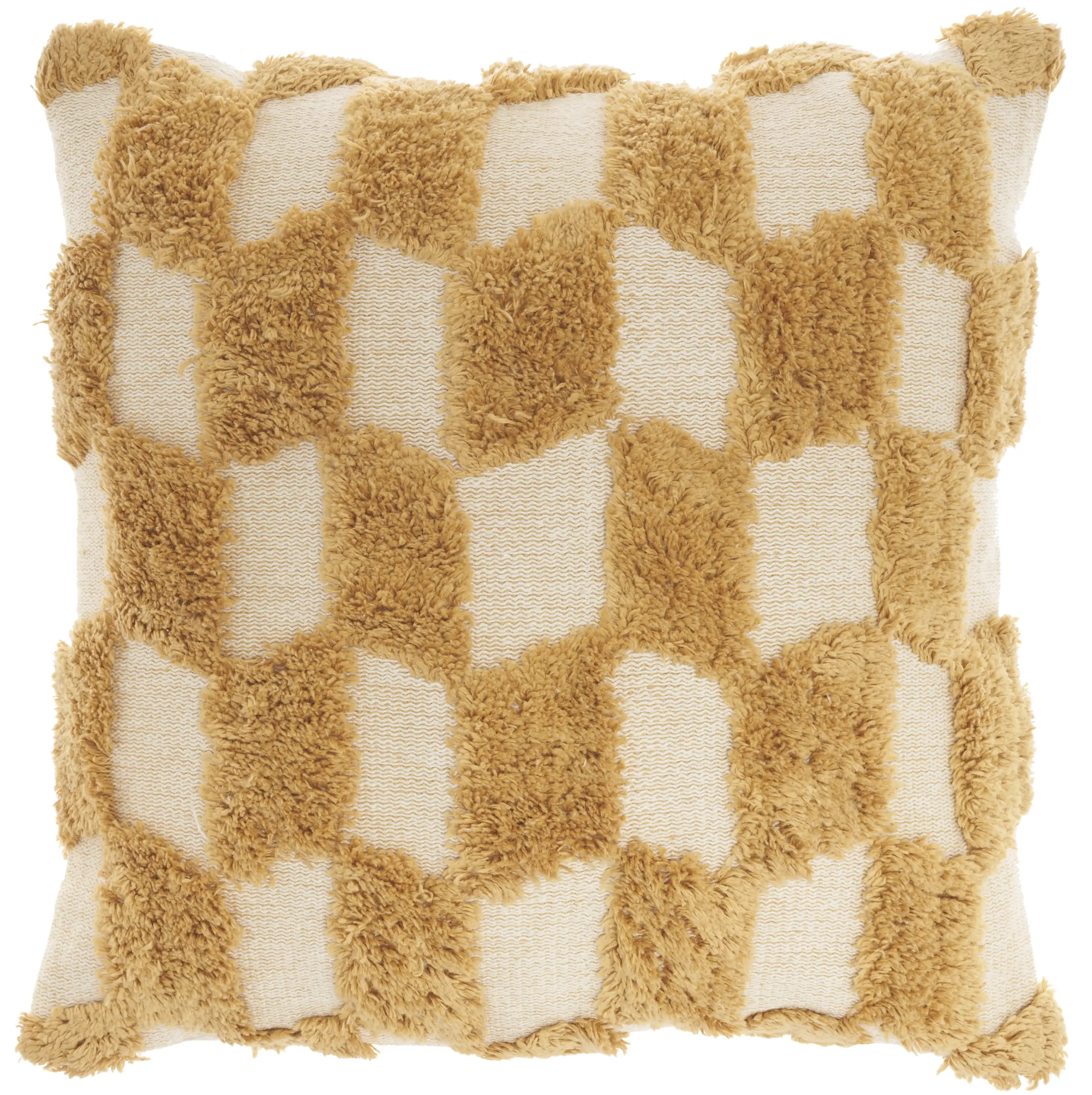 

Nicole Curtis Tufted Checkers 18"X18" Yellow Throw Pillow
