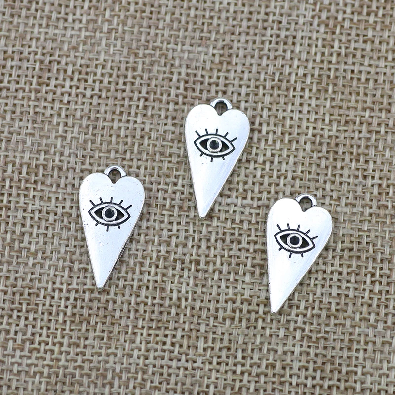 

10 шт./лот 22*11 мм античные серебряные подвески в форме сердца с пентантом для глаз для изготовления ювелирных изделий своими руками подвеска ручной работы фурнитура для рукоделия