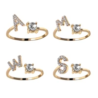 a z letter adjustable opening gold color rings for women couple alphabet name men initials ring finger jewelry anillos mujer hot