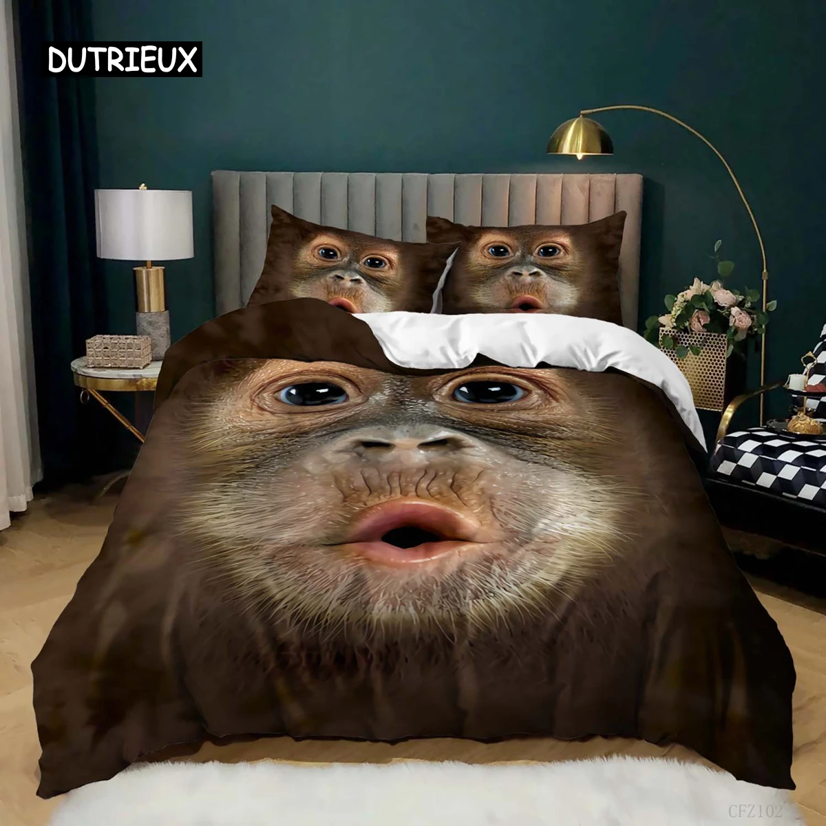 Детский комплект постельного белья из микрофибры с рисунком обезьяны