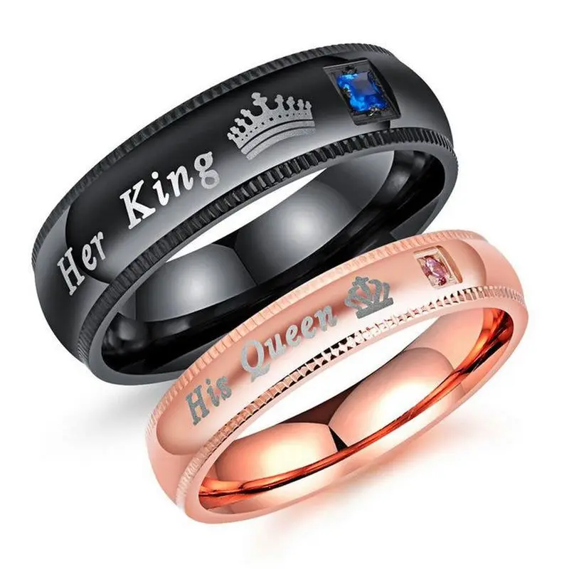

Her King His Queen Romantic Couple Rings 1Pair