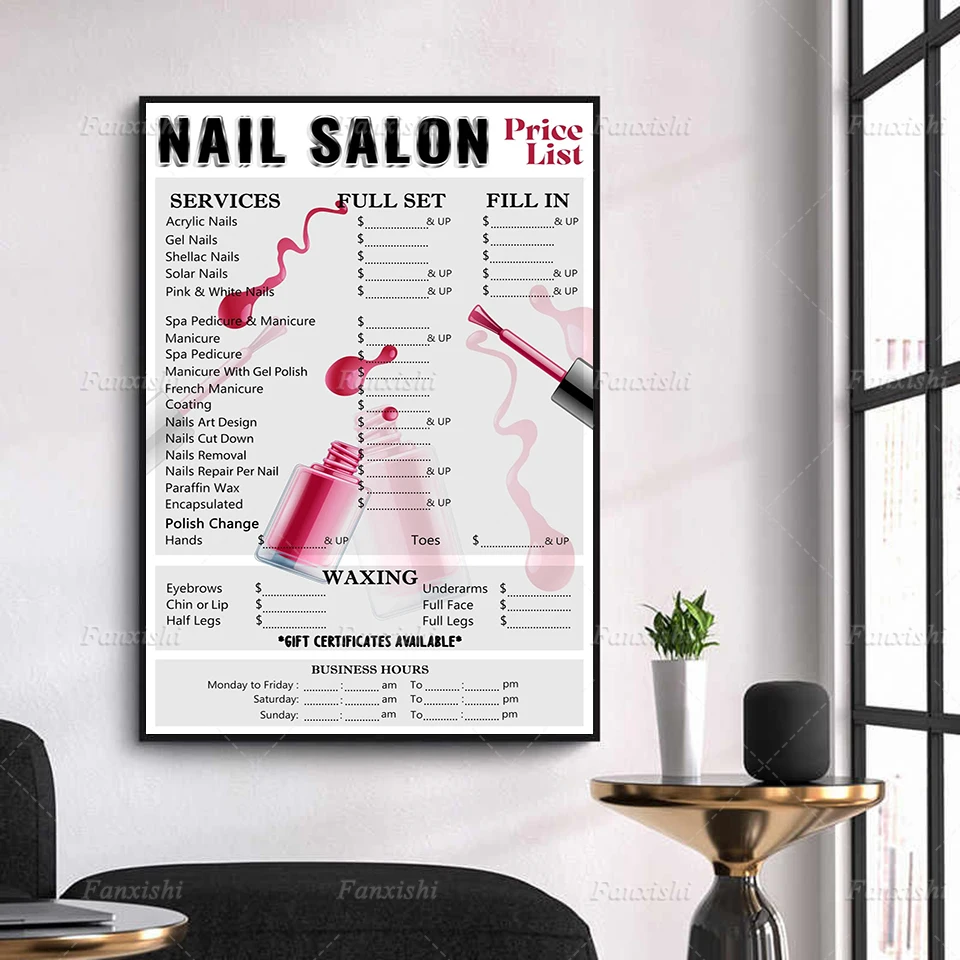 Декор для дома Hd принты маникюрный салон прайс-лист картины настенное искусство