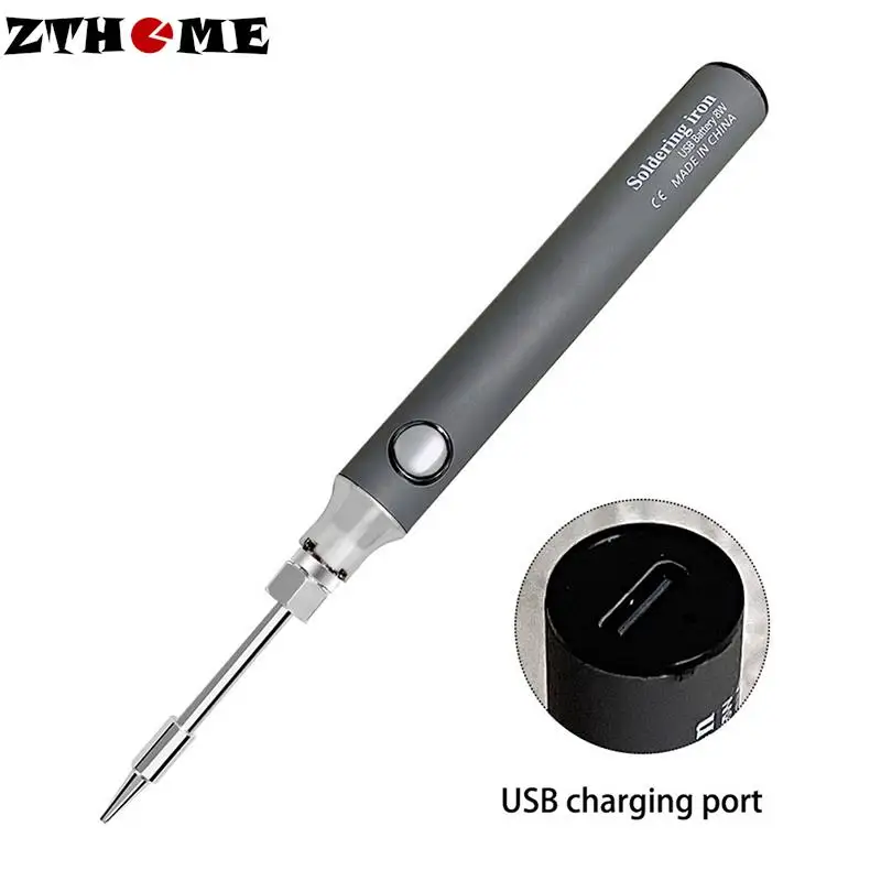 

Portable Temperature Electric Soldering Iron Kit USB Charging Soldering Iron with Soldering Stand & Solder wire Home Repair Tool