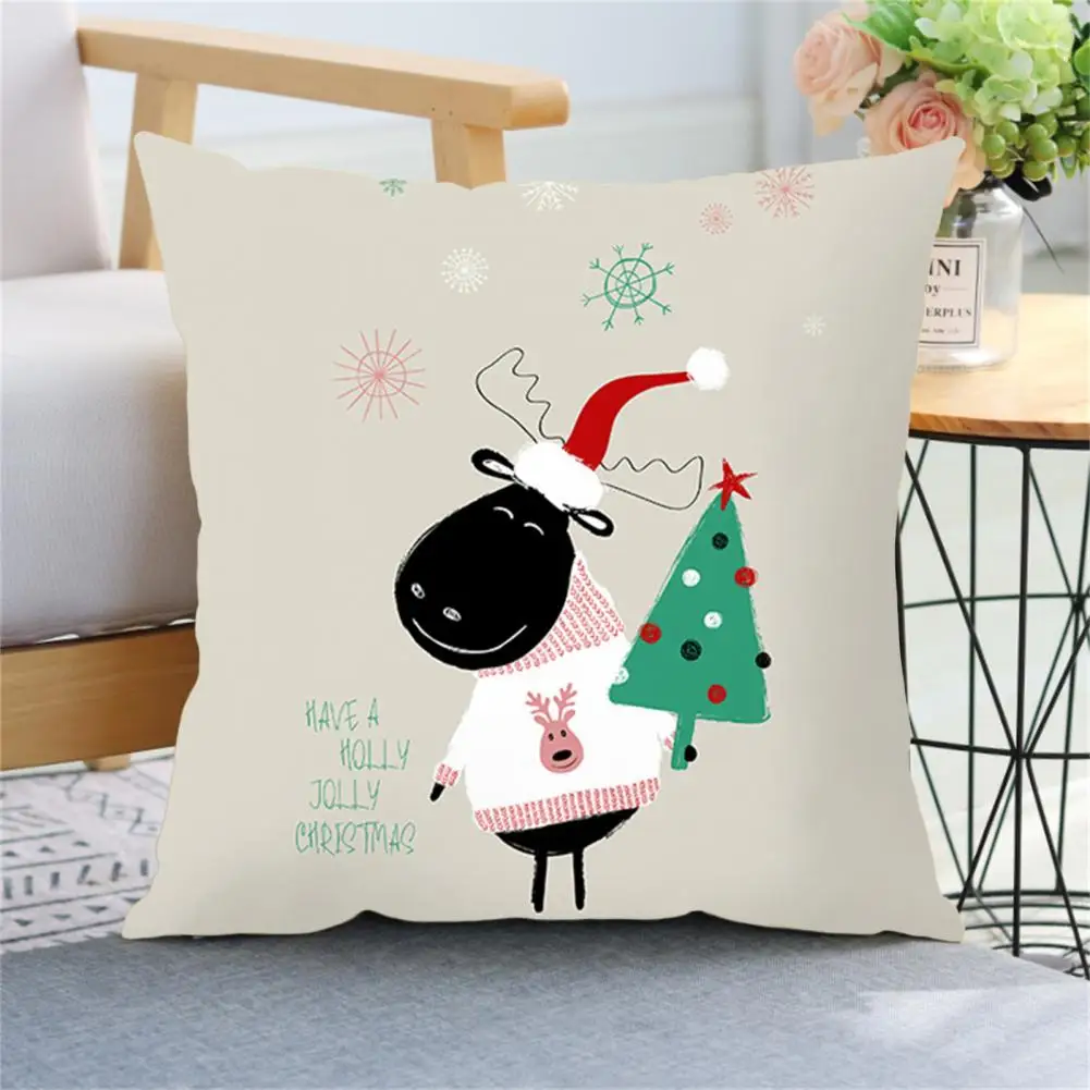 

Christmas Pillowcase Hidden Zipper Decorative Polyester Throw Pillow Cushion Cover Home Festival Decor for Office
