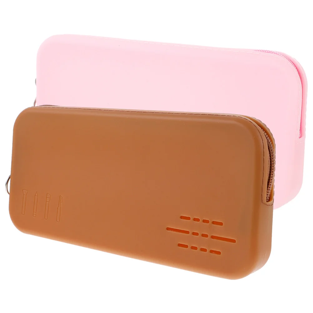 

2 Pcs Makeup Brush Holder Zipper Storage Bag Travel Silica Gel Portable Toiletry