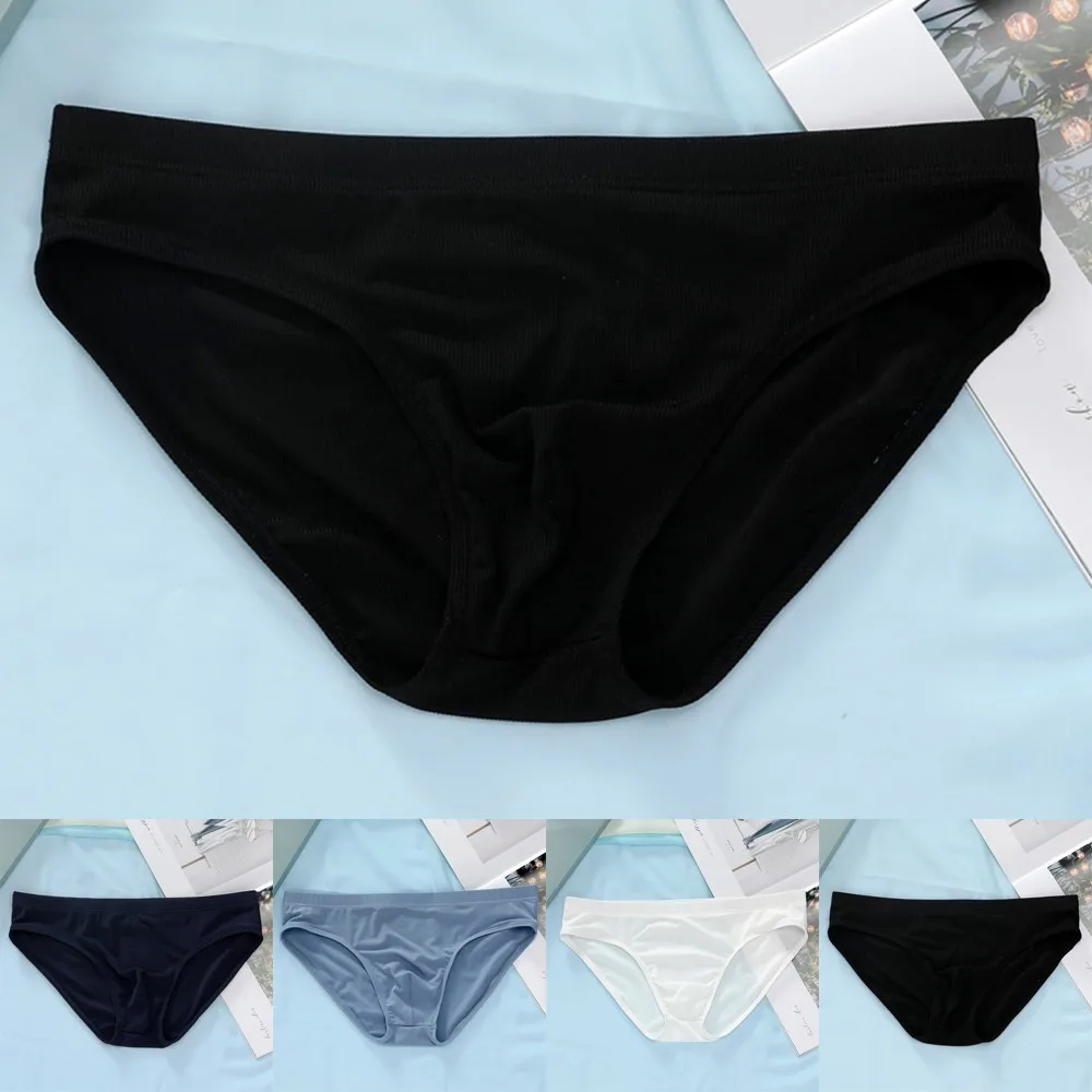 

Men Underpants Ice Silk Underwear Briefs Sexy Pants Thin Comfortable Breathable Panties Sexy Low-rise U-convex Underwear